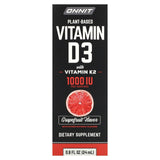 Onnit, Plant Based Vitamin D3 with Vitamin K2, Grapefruit, 25 mcg (1,000 IU), 0.8 fl oz (24 ml) - Supply Center USA