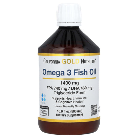 California Gold Nutrition, Norwegian Omega-3 Fish Oil, Natural Lemon Flavor, 16.9 fl oz (500 ml) - Supply Center USA