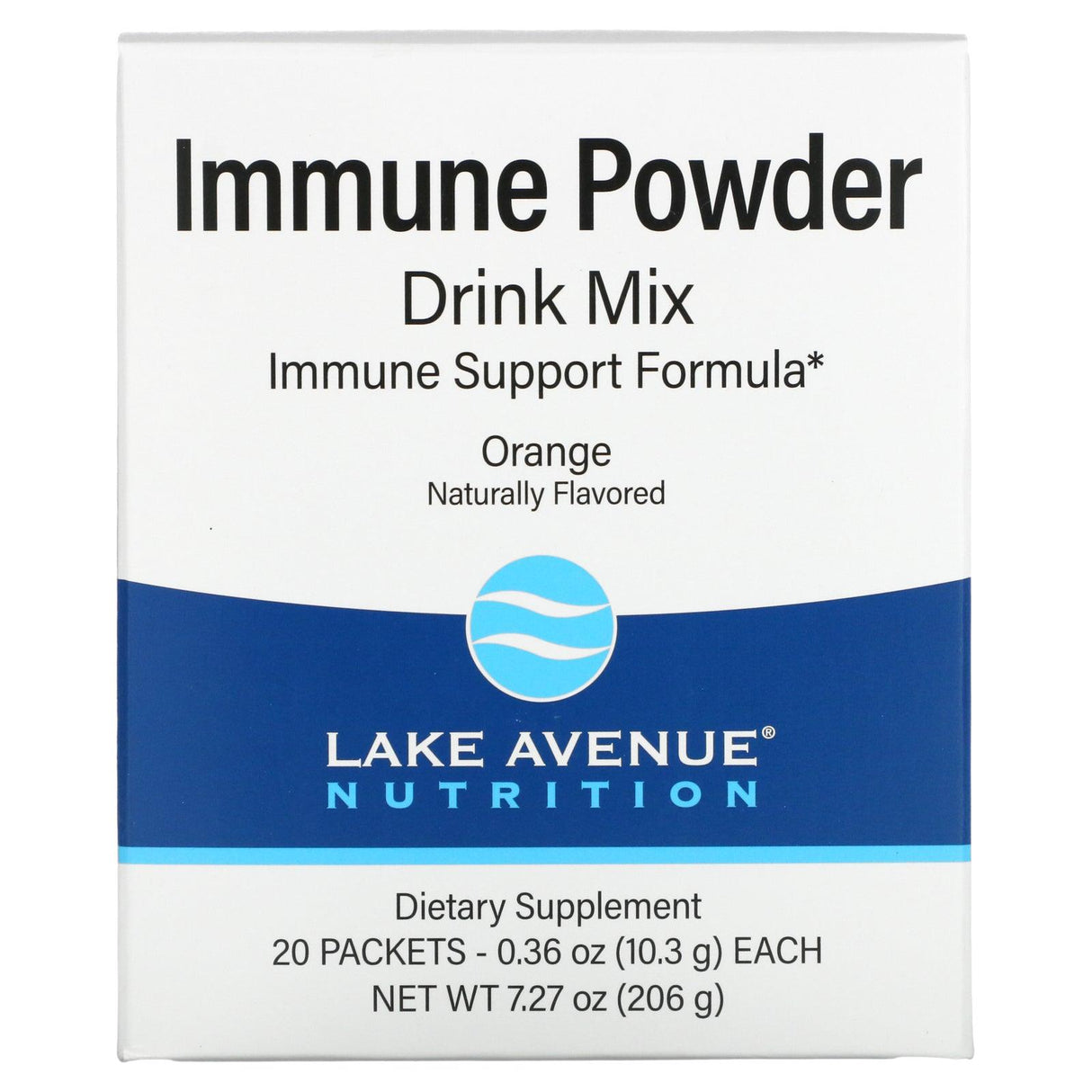 Lake Avenue Nutrition, Immune Powder Drink Mix, Orange, 20 Packets, 0.36 oz (10.3 g) Each - Supply Center USA