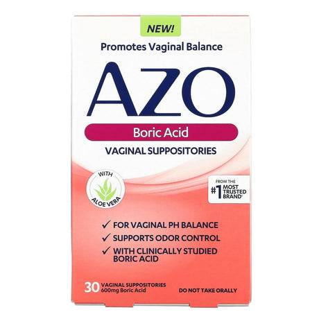 Azo, Boric Acid, Vaginal Suppositories, 600 mg, 30 Suppositories - Supply Center USA