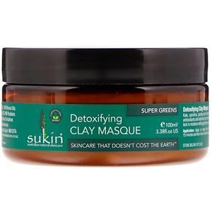 Sukin, Super Greens, Detoxifying Clay Masque, 3.38 fl oz (100 ml) - Supply Center USA