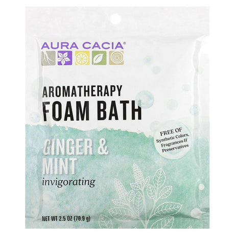 Aura Cacia, Aromatherapy Foam Bath, Ginger & Mint, 2.5 oz (70.9 g) - Supply Center USA