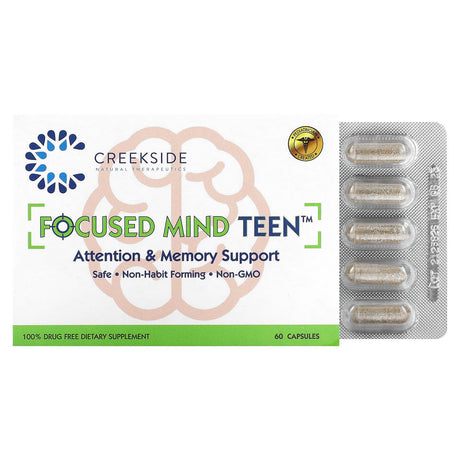 Creekside Natural Therapeutics, Focused Mind Teen, Attention & Memory Support, 60 Capsules - Supply Center USA