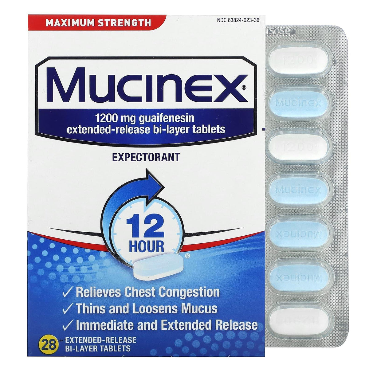 Mucinex, Expectorant, Maximum Strength, 28 Extended-Release Bi-Layer Tablets - Supply Center USA