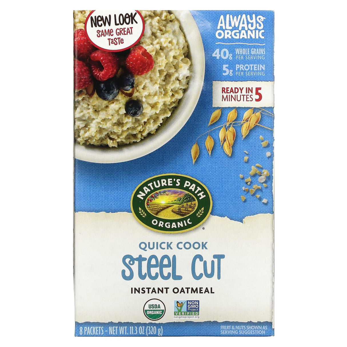 Nature's Path, Organic Instant Oatmeal, Quick Cook Steel Cut, 8 Packets, 11.3 oz (320 g) - Supply Center USA