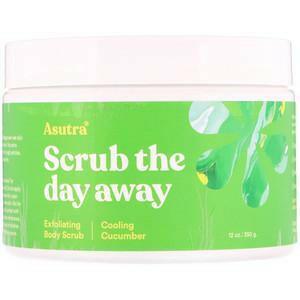 Asutra, Scrub The Day Away, Exfoliating Body Scrub, Cooling Cucumber, 12 oz (350 g) - Supply Center USA