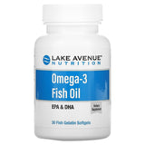 Lake Avenue Nutrition, Omega-3 Fish Oil, 1250 mg, 30 Fish Gelatin Softgels - Supply Center USA