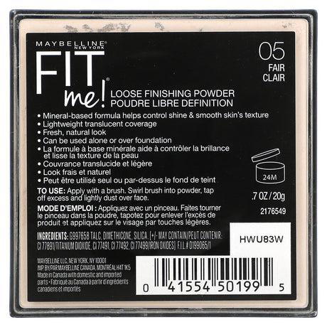 Maybelline, Fit Me, Loose Finishing Powder, 05 Fair, 0.7 oz (20 g) - Supply Center USA