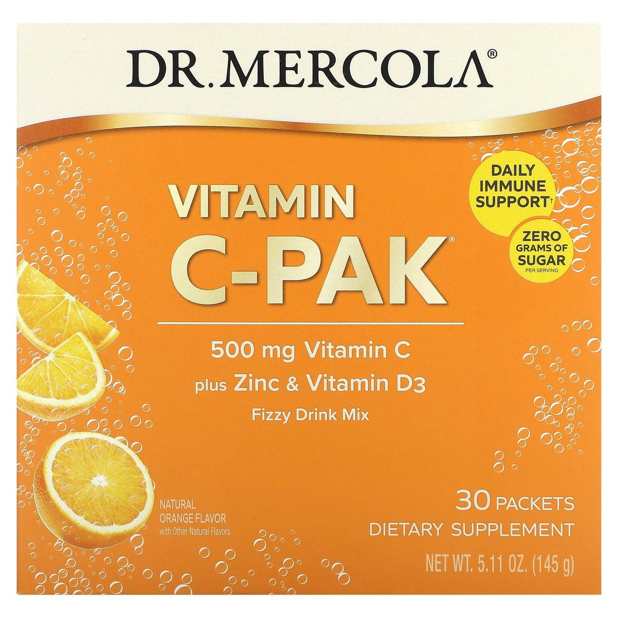 Dr. Mercola, Vitamin C-PAK, Natural Orange, 500 mg, 30 Packets 0.17 oz (4.84 g) Each - Supply Center USA