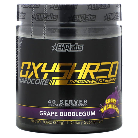 EHPlabs, Oxyshred, Hardcore Thermogenic Fat Burner, Grape Bubblegum, 8.6 oz (244 g) - Supply Center USA