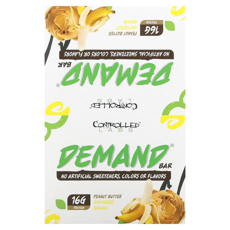 Controlled Labs, Demand Bar, Peanut Butter Smothered Banana, 12 Bars, 2.12 oz (60 g) Each - Supply Center USA