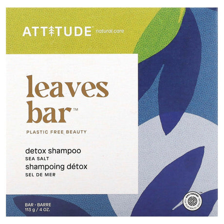 ATTITUDE, Leaves Bar, Detox Shampoo Bar, Sea Salt, 4 oz (113 g) - Supply Center USA