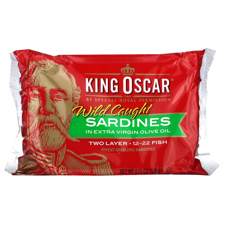 King Oscar, Wild Caught Sardines In Extra Virgin Olive Oil, 4 Cans, 3.75 oz (106 g) Each - Supply Center USA