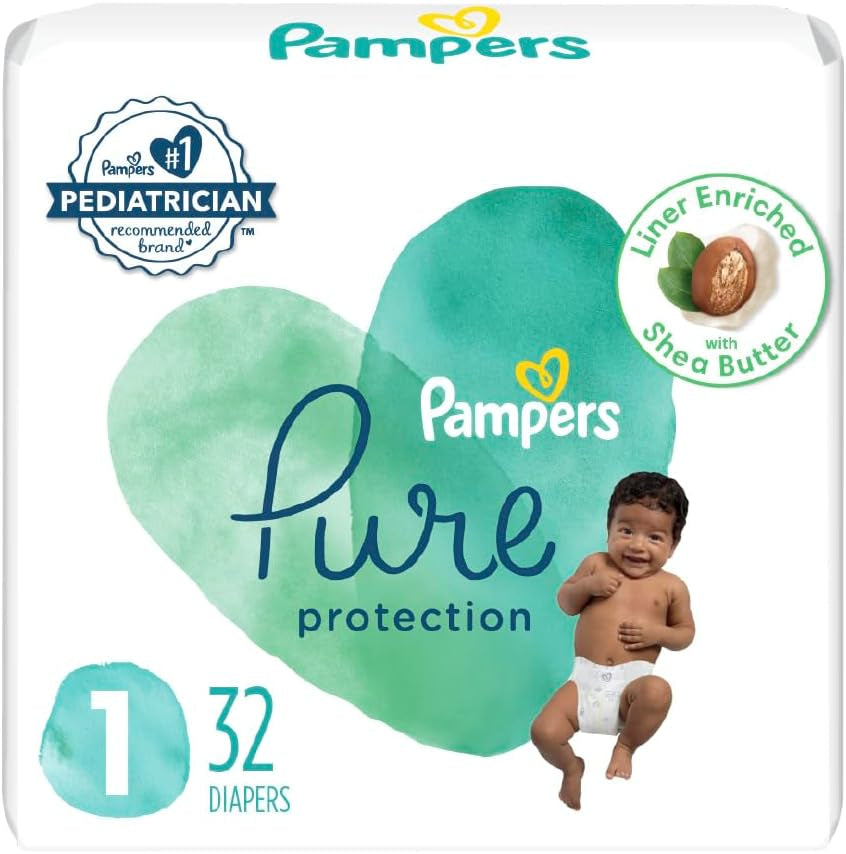 Pampers Pure Protection Diapers - Size 5, One Month Supply (132 Count), Hypoallergenic Premium Disposable Baby Diapers