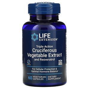 Life Extension, Triple Action Cruciferous Vegetable Extract with Resveratrol, 60 Vegetarian Capsules - Supply Center USA