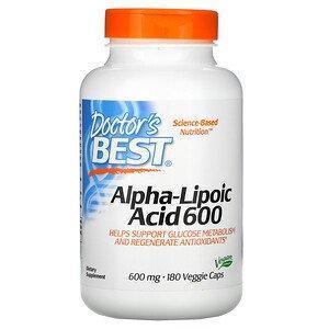 Doctor's Best, Alpha-Lipoic Acid 600, 600 mg, 180 Veggie Caps - Supply Center USA