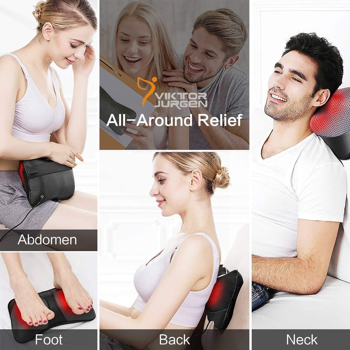 VIKTOR JURGEN Christmas Back Massager Gifts, Shiatsu Kneading Massager for Neck and Shoulder, Massage Pillow with Heat Relaxation Gifts for Women/Men/Dad/Mom//Mothers Day/Fathers Day/Valentine'S Day