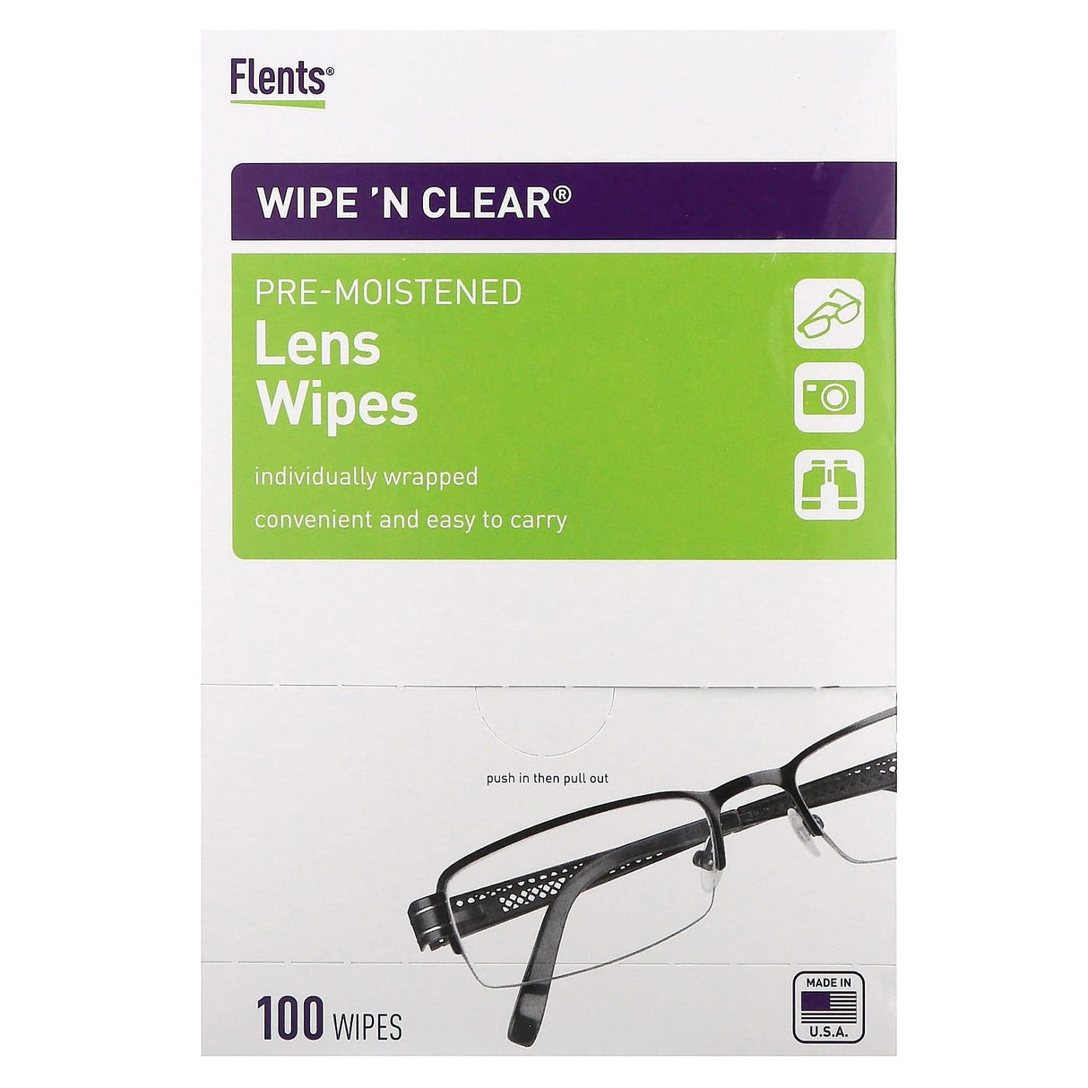 Flents, Wipe 'N Clear, Pre-Moistened Lens Wipes, 100 Wipes - Supply Center USA