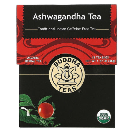 Buddha Teas, Organic Herbal Tea, Ashwagandha, 18 Tea Bags,1.27 oz (36 g) - Supply Center USA