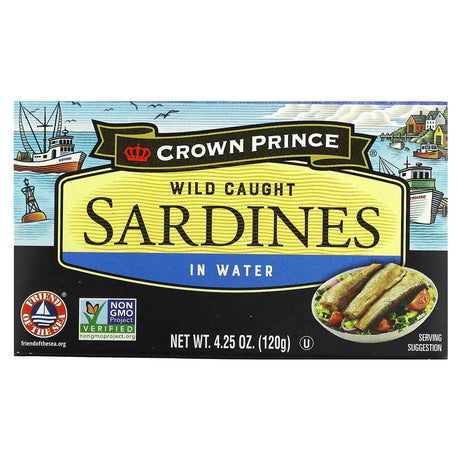 Crown Prince Natural, Wild Caught Sardines, In Water, 4.25 oz (120 g) - Supply Center USA