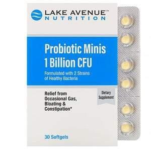 Lake Avenue Nutrition, Probiotic Minis, 2 Strains of Healthy Bacteria, 1 Billion CFU, 30 Mini Softgels - Supply Center USA