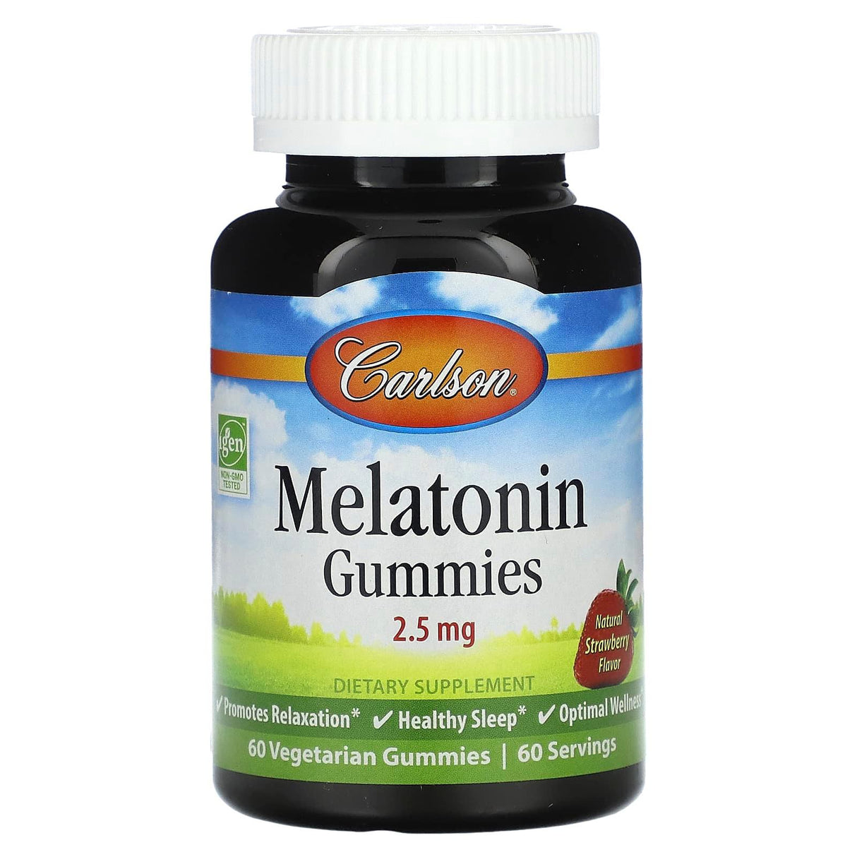 Carlson, Melatonin Gummies, Natural Strawberry, 2.5 mg, 60 Vegetarian Gummies - Supply Center USA