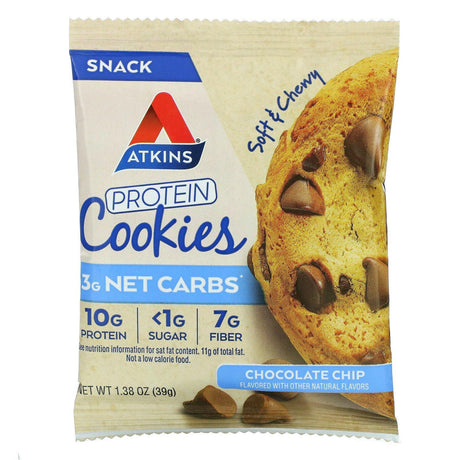 Atkins, Snack, Protein Cookies, Chocolate Chip, 4 Cookies, 1.38 oz (39 g) Each - Supply Center USA