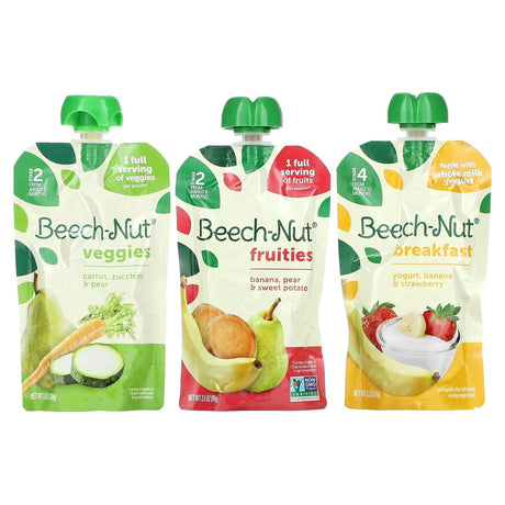 Beech-Nut, Favorite Flavors Variety Pack, 6+ Months & 12+ Months, 9 Pouches, 3.5 oz (99 g) Each - Supply Center USA