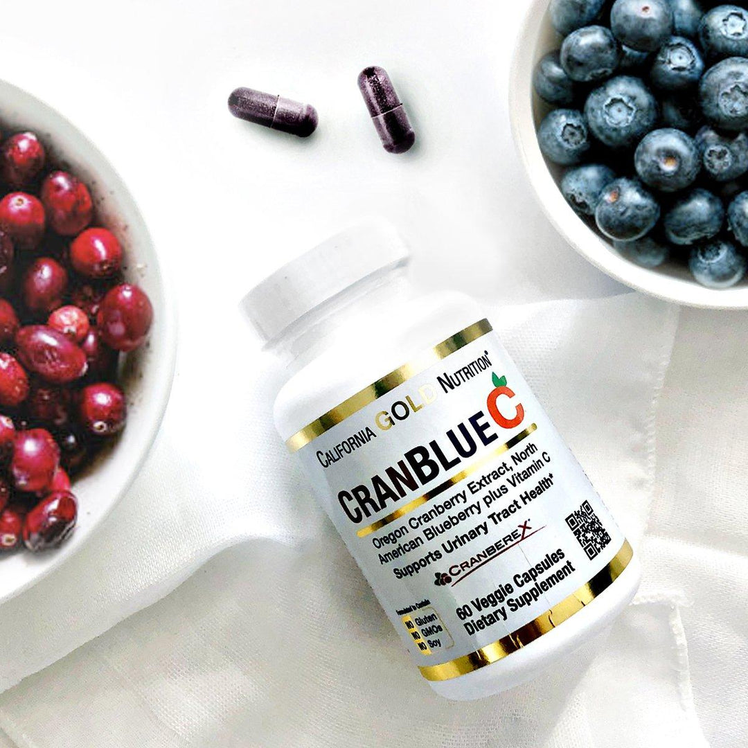 California Gold Nutrition, CranBlueC, Cranberry, Blueberry, Vitamin C, 60 Veggie Capsules - HealthCentralUSA