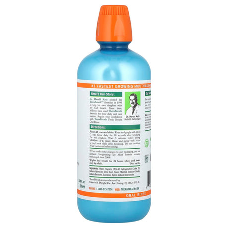 TheraBreath, Fresh Breath Oral Rinse, Invigorating Icy Mint, 33.8 fl oz (1 l) - Supply Center USA