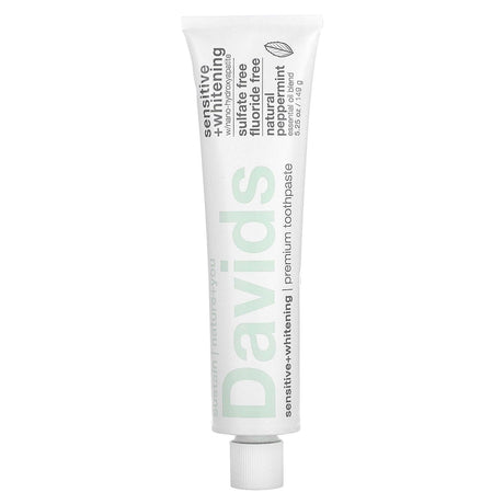 Davids Natural Toothpaste, Premium Toothpaste, Sensitive + Whitening, Natural Peppermint, 5.25 oz (149 g) - Supply Center USA