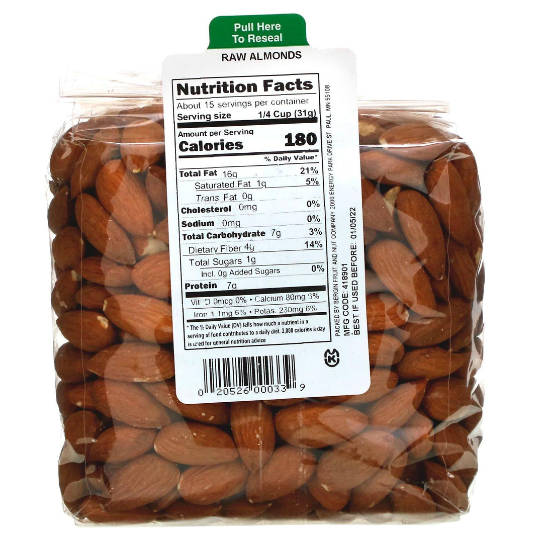 Bergin Fruit and Nut Company, Raw Almonds, 16 oz (454 g) - HealthCentralUSA