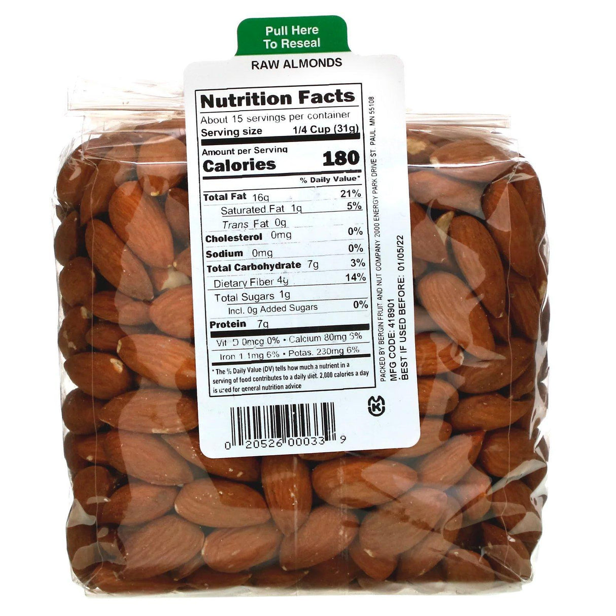 Bergin Fruit and Nut Company, Raw Almonds, 16 oz (454 g) - Supply Center USA