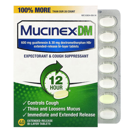 Mucinex, Mucinex DM, 40 Extended-Release Bi-Layer Tablets - Supply Center USA