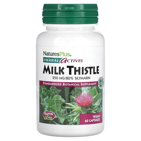 NaturesPlus, Herbal Actives, Milk Thistle, 250 mg, 60 Vegan Capsules - Supply Center USA