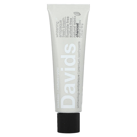 Davids Natural Toothpaste, Premium Natural Toothpaste, Peppermint + Charcoal, 5.25 oz (149 g) - Supply Center USA