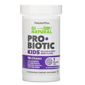 Nature's Plus, GI Natural Probiotic Kids, Delicious Mixed Berry Flavor, 7 Billion CFU, 30 Chewables - Supply Center USA