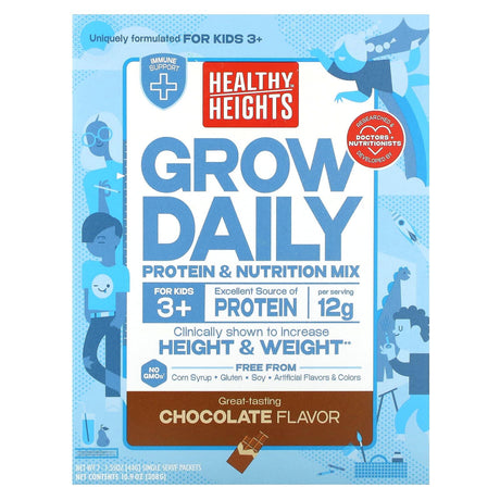 Healthy Heights, Grow Daily, Protein & Nutrition Mix, For Kids 3+, Chocolate, 7 Packets, 1.55 oz (44 g) Each - Supply Center USA