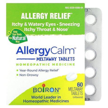 Boiron, AllergyCalm, Allergy Relief, Unflavored, 60 Meltaway Tablets - Supply Center USA