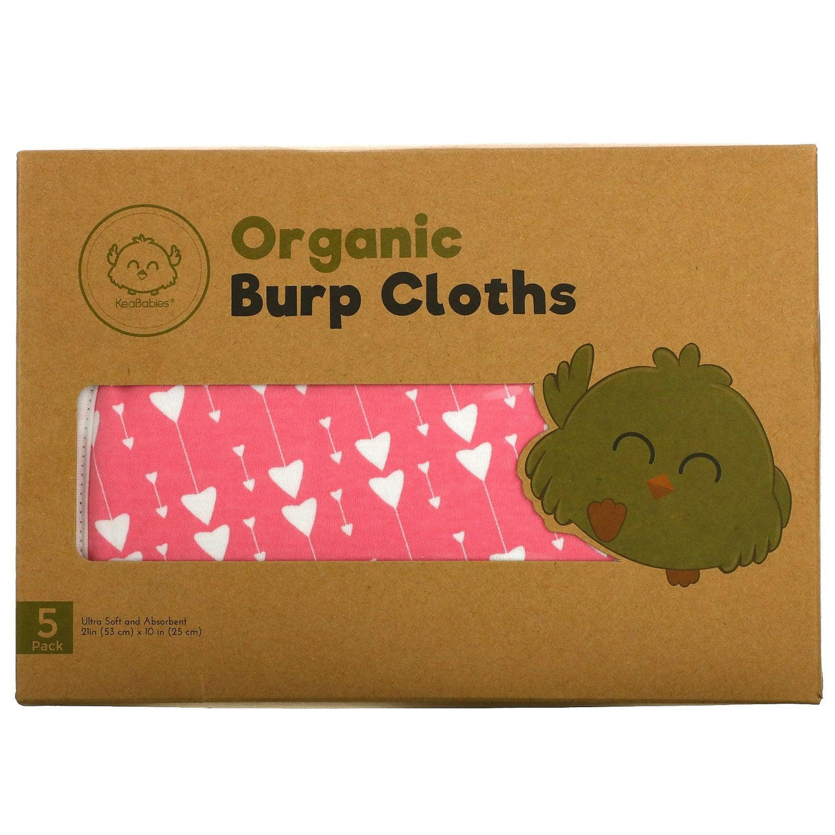 KeaBabies, Organic Burp Cloths, Pink Dreams, 5 Pack - Supply Center USA