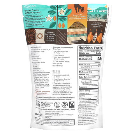 Navitas Organics, Organic Cacao Powder, Unsweetened, 24 oz (680 g) - Supply Center USA