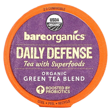 BareOrganics, Daily Defense, Tea with Superfoods, Green Tea, 10 Pods, 0.17 oz (4.75 g) Each - Supply Center USA