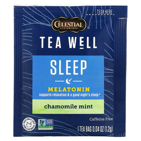 Celestial Seasonings, Sleep, Melatonin, Chamomile Mint, Caffeine Free, 12 Tea Bags, 0.04 oz (1.2 g) Each - Supply Center USA