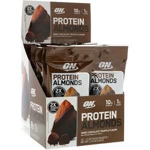 Optimum Nutrition, Protein Almonds, Dark Chocolate Truffle, 12 Packets, 1.5 oz (43 g) Each - Supply Center USA