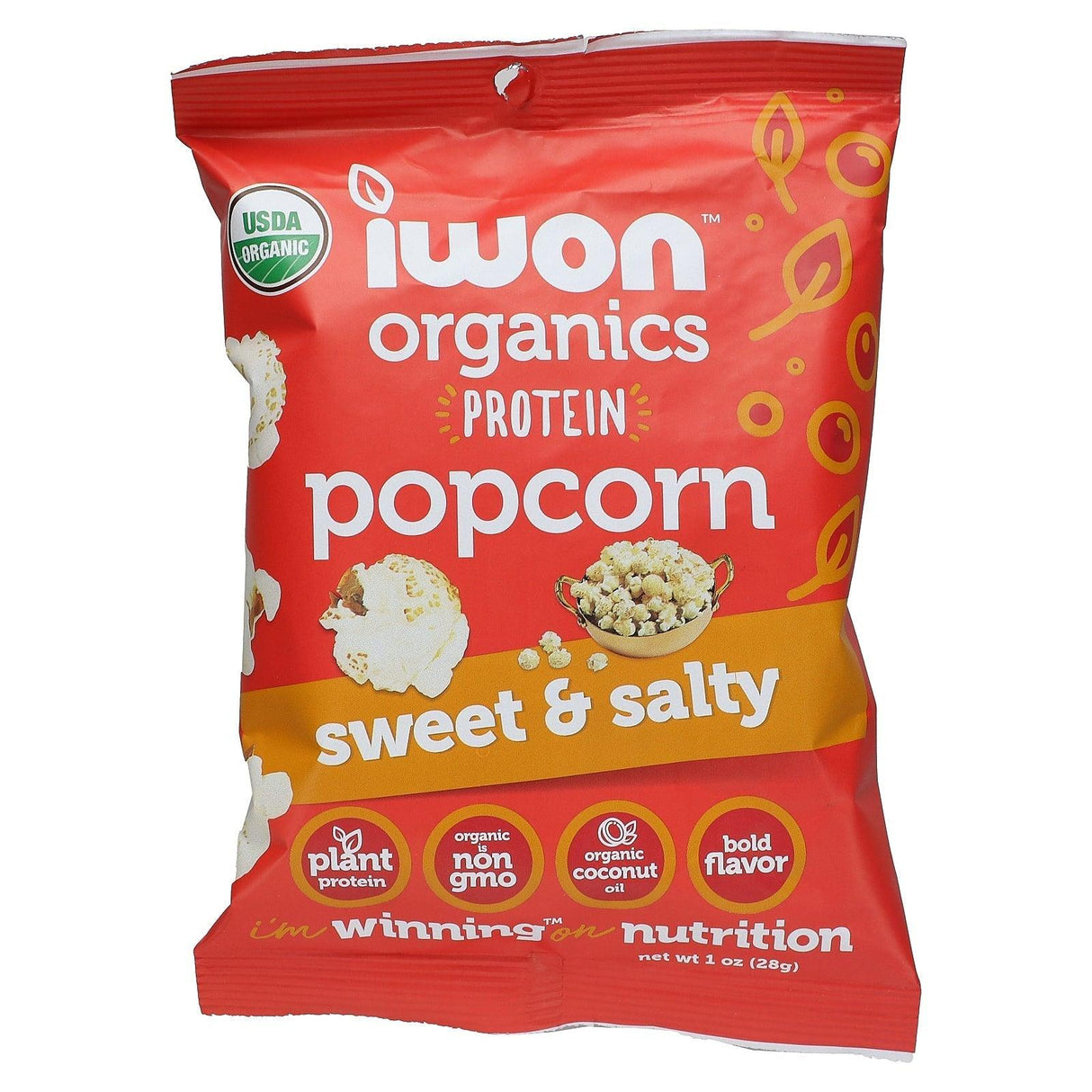 IWON Organics, Organic Protein Popcorn, White Truffles & Sea Salt, 8 Bags, 1 oz (28 g) Each - Supply Center USA