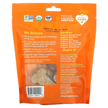 Riley’s Organics, Dog Treats, Large Bone, Sweet Potato Recipe, 5 oz (142 g) - Supply Center USA