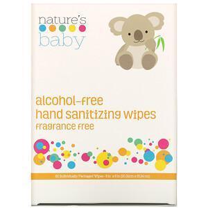 Nature's Baby Organics, Hand Sanitizing Wipes, Alcohol Free, Fragrance Free , 60 Individually Packaged Wipes - Supply Center USA