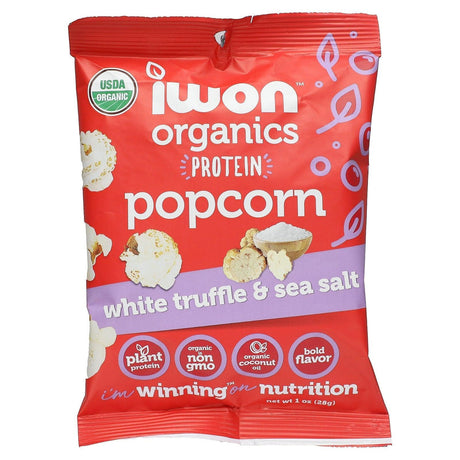 IWON Organics, Organic Protein Popcorn, White Truffles & Sea Salt, 8 Bags, 1 oz (28 g) Each - Supply Center USA