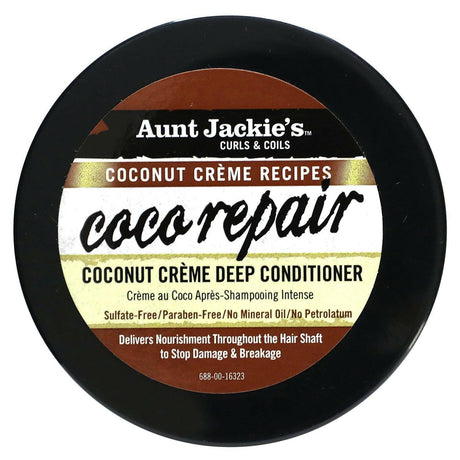 Aunt Jackie's Curls & Coils, Coco Repair, Coconut Creme Deep Conditioner, 15 oz (426 g) - Supply Center USA