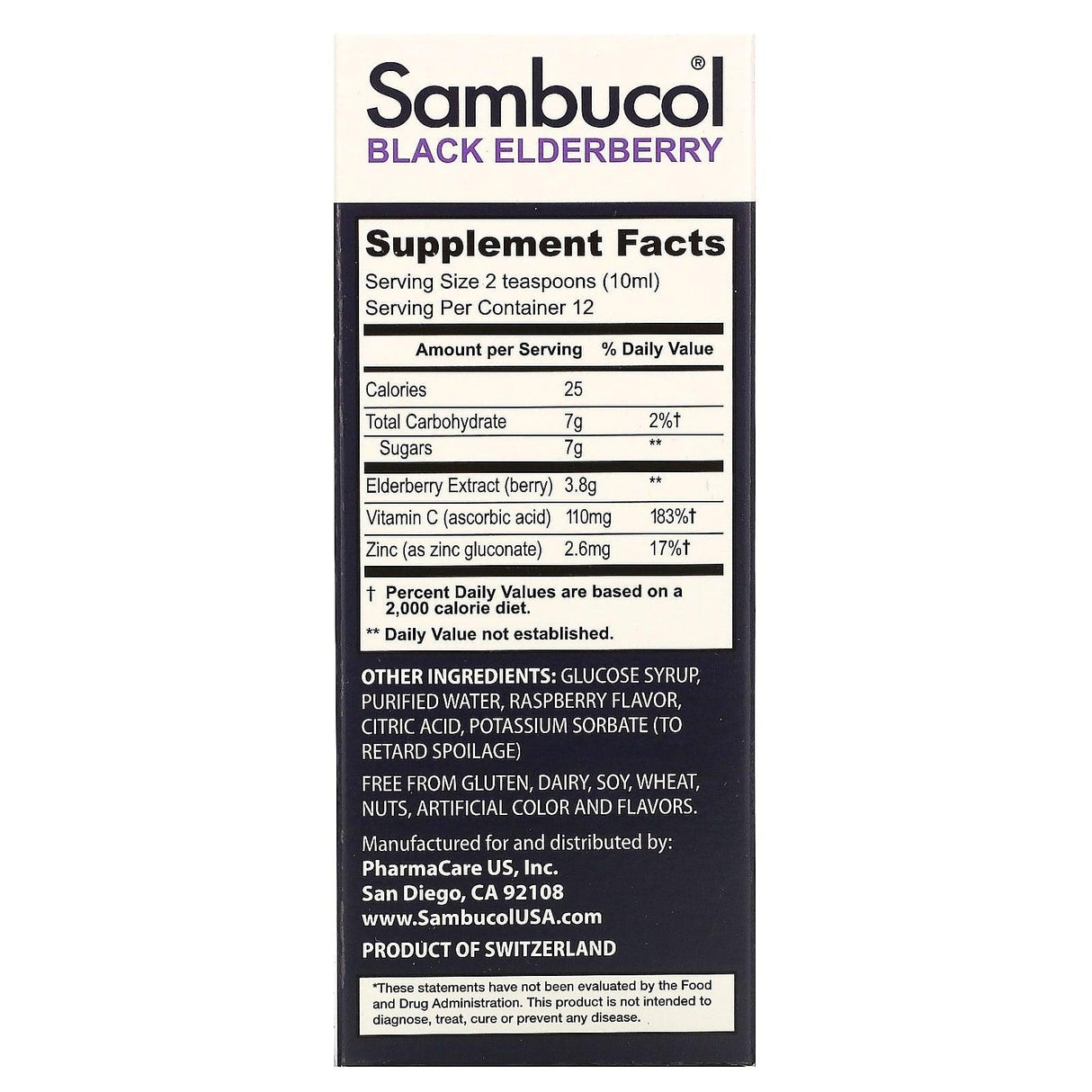 Sambucol, Black Elderberry Syrup, Advanced Immune, Vitamin C + Zinc, Natural Berry, 4 fl oz (120 ml) - Supply Center USA